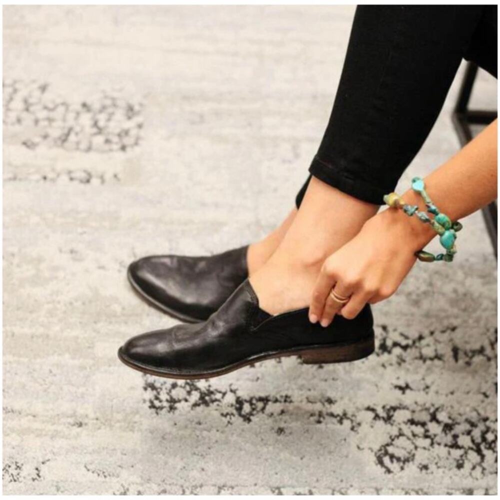 Trask Women’s Sz 6 Black Leather Loafer Flats Ali Side Elastic Slip On